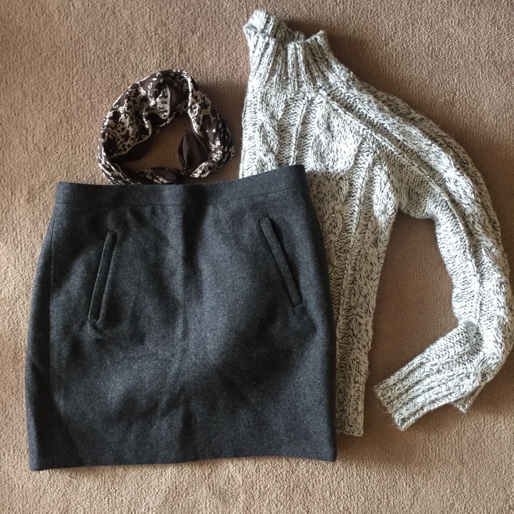 J. Crew wool zip pocket miniskirt, gray, 4